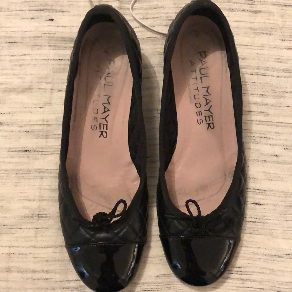 Paul Mayer black leather and patent heels